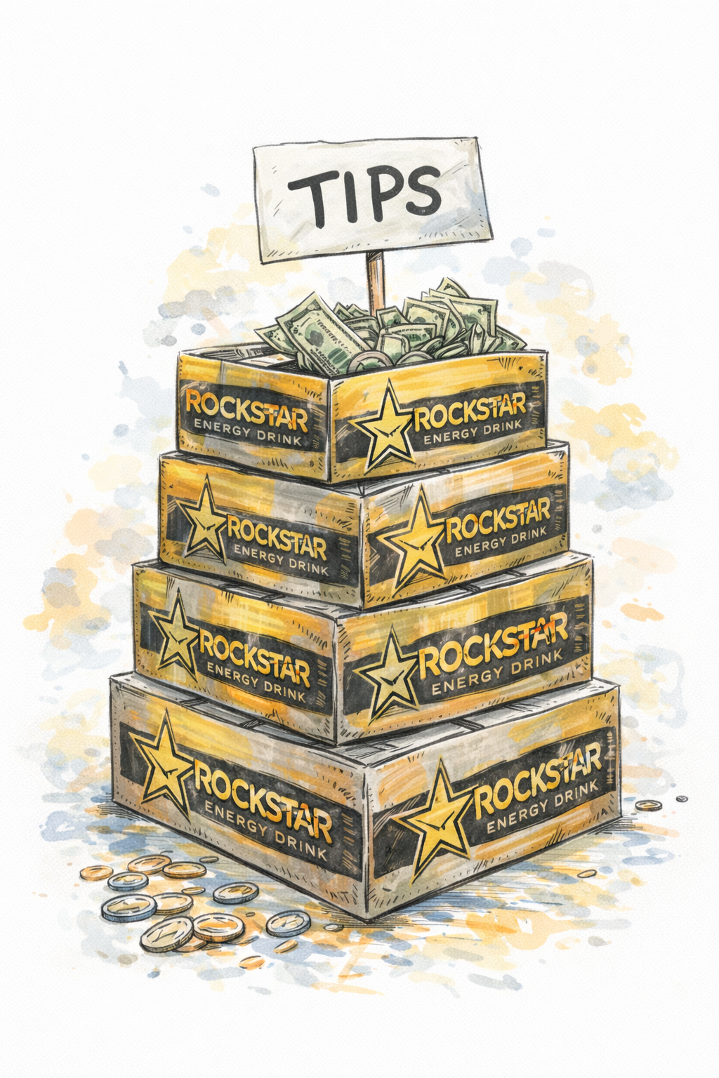 Rockstar energy drink tip jar