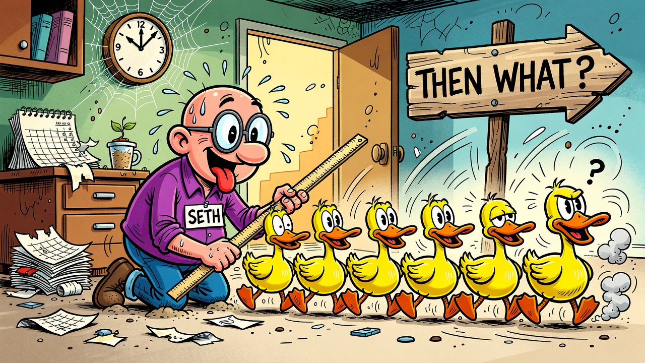 Cartoon panel: Ducks in a Row