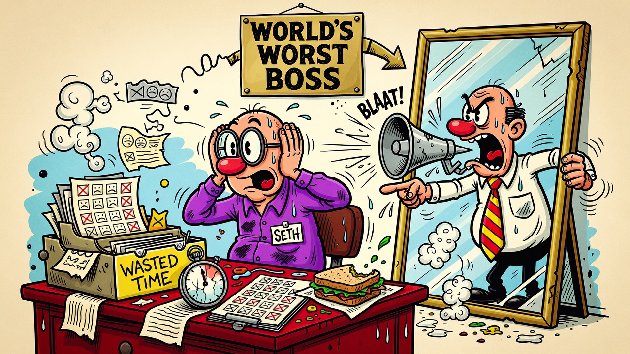 Cartoon panel: The World's Worst Boss