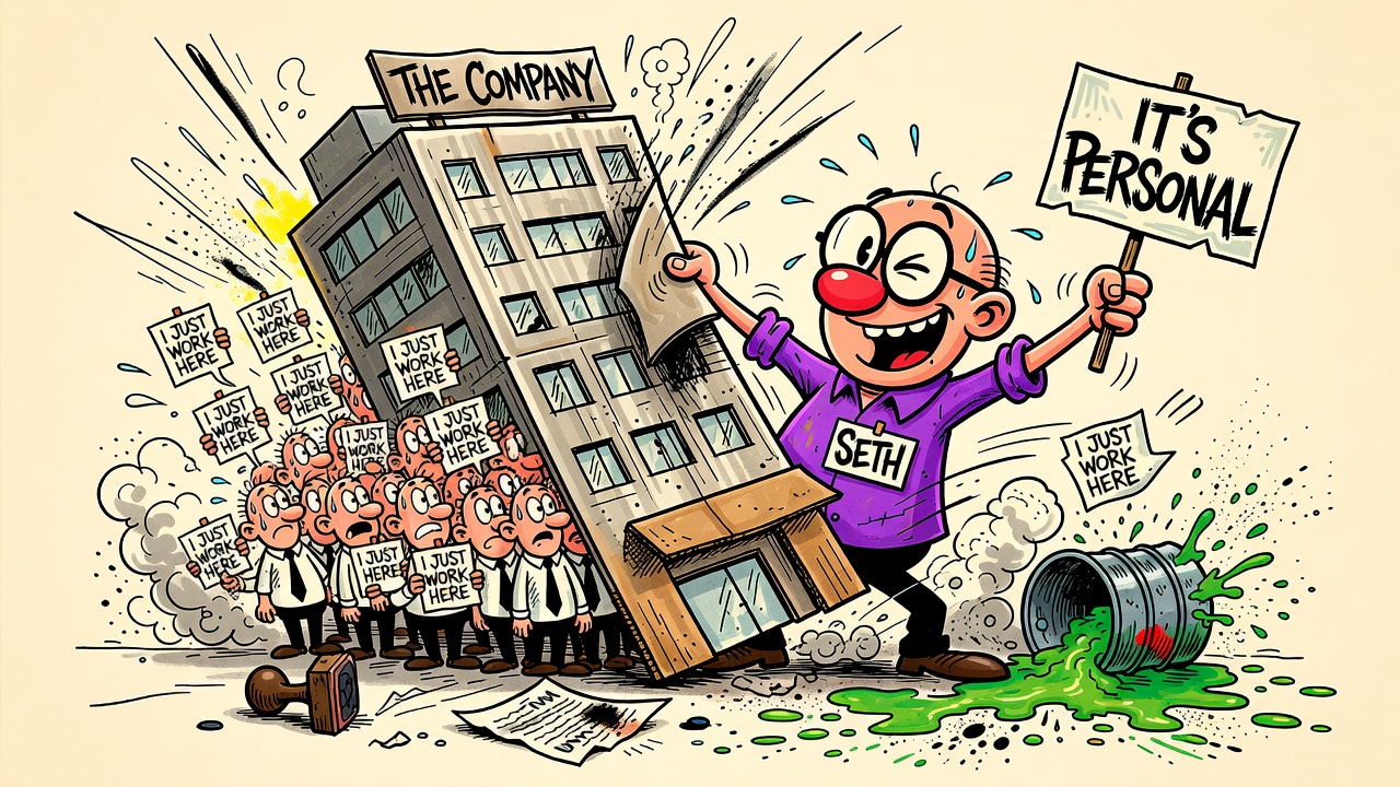 Cartoon panel: No Such Thing as Business Ethics