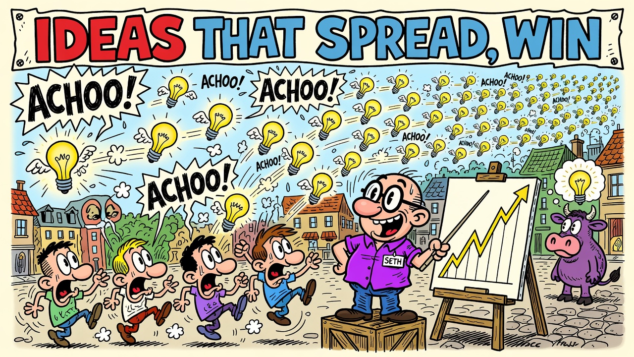 Cartoon panel: Ideas That Spread, Win