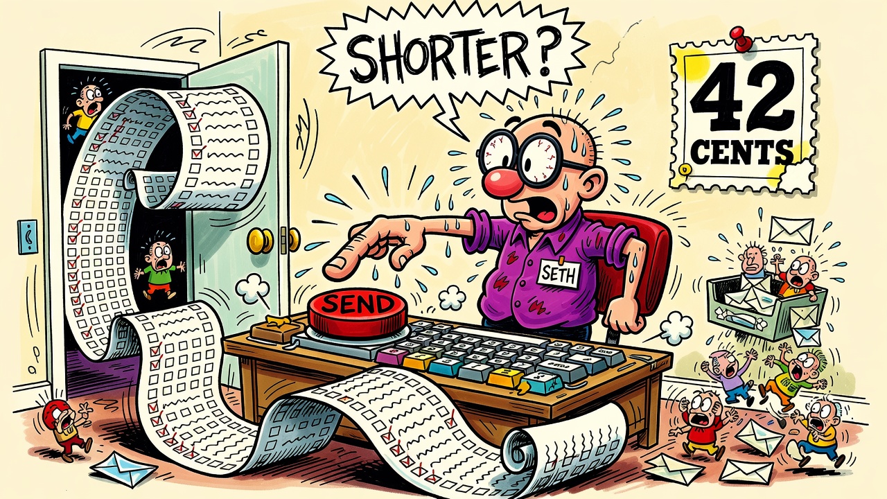 Cartoon panel: Email Checklist