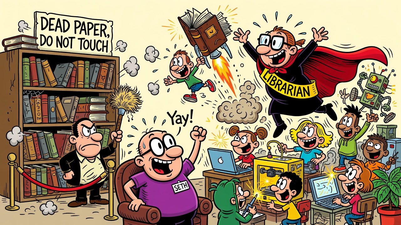 Cartoon panel: The Future of the Library