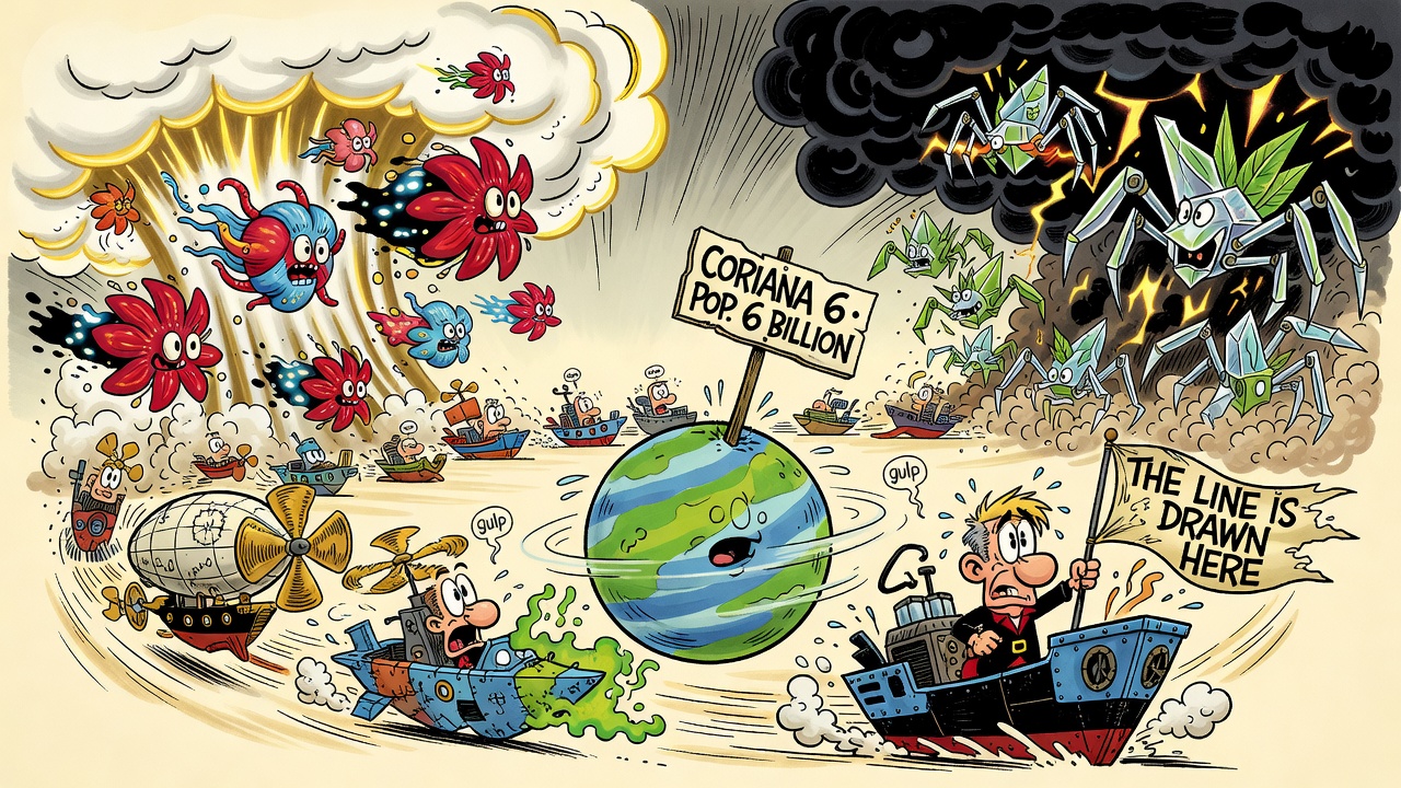 Cartoon panel: The Line Is Drawn Here