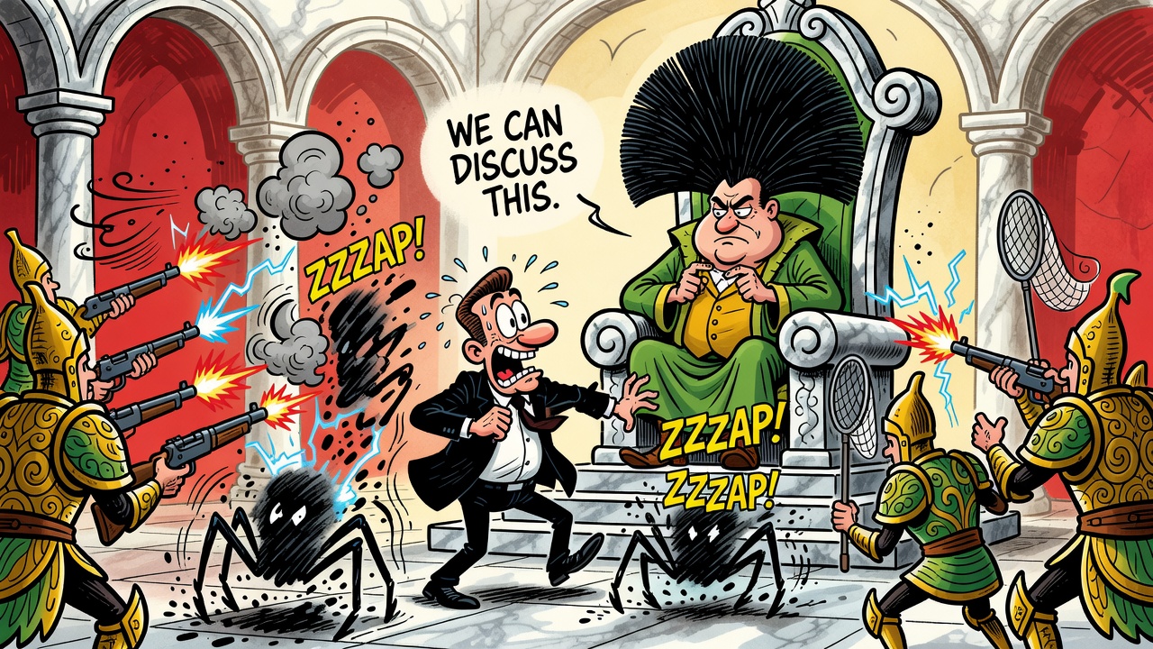 Cartoon panel: Mr. Morden's Last Meeting