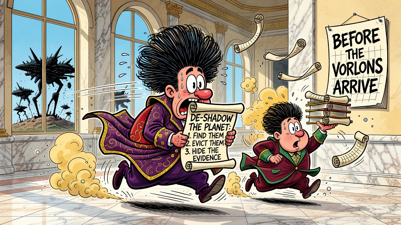 Cartoon panel: De-Shadow the Planet