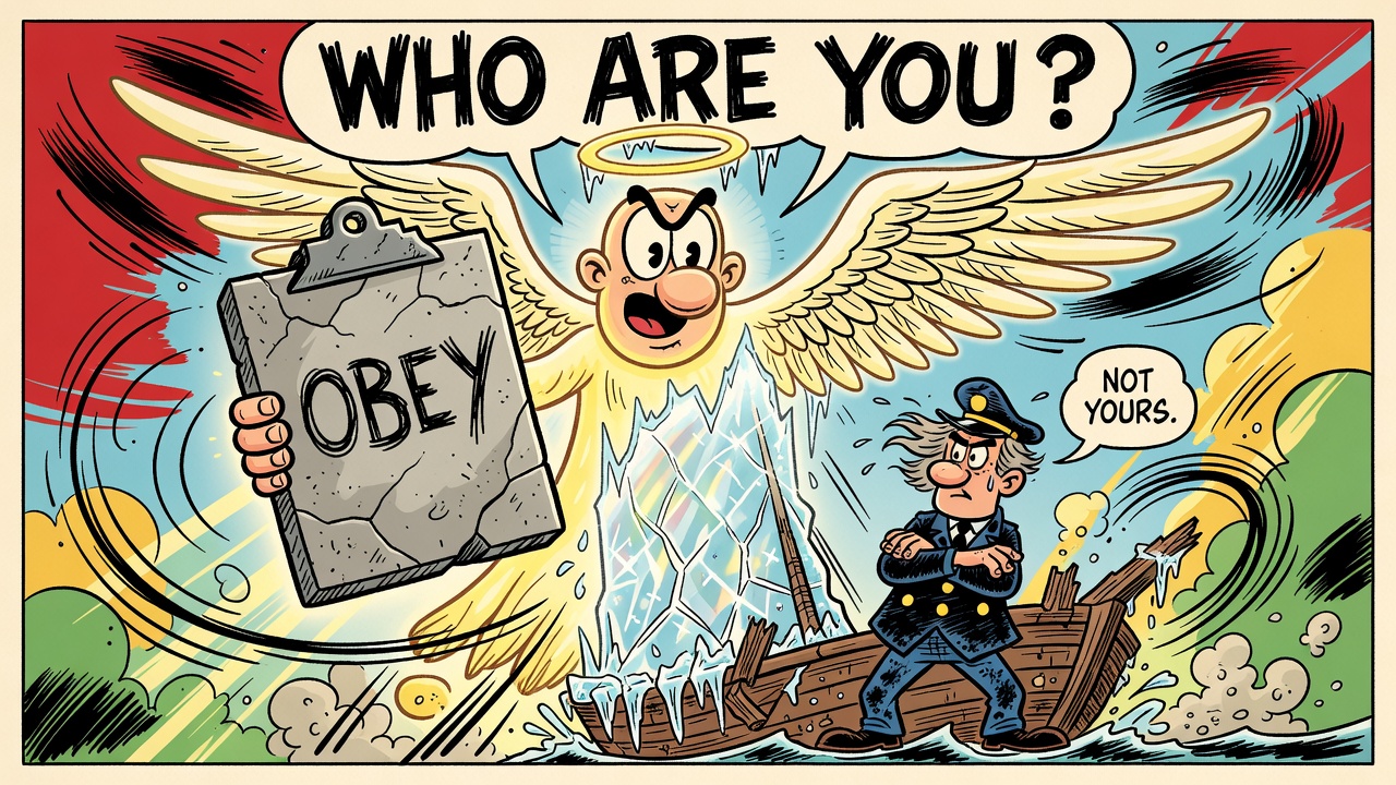 Cartoon panel: Who Are You?