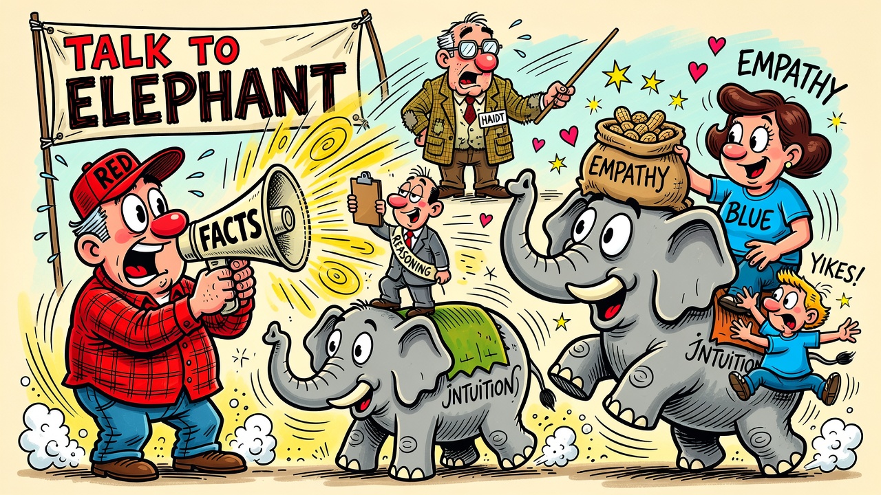 Cartoon panel: Talk to the Elephant