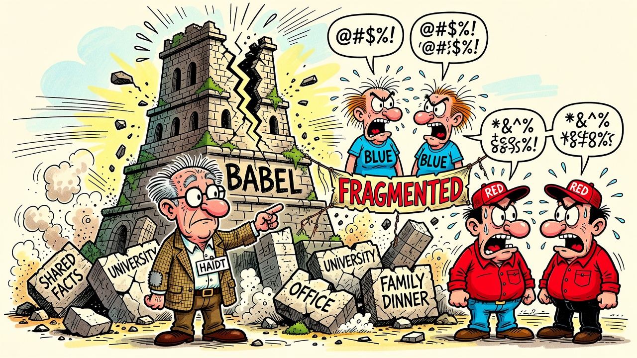 Cartoon panel: The Tower Falls